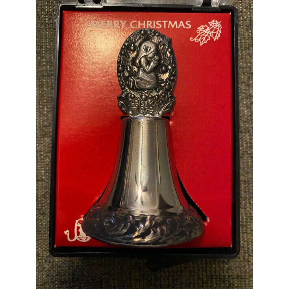 Vintage Dutch Christmas Silver Plated Bell 1979 in original box